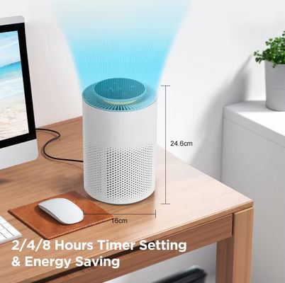 Limpiador de aire de humo de tabaco compacto de 160*160*246 mm con control táctil y luz nocturna para uso doméstico