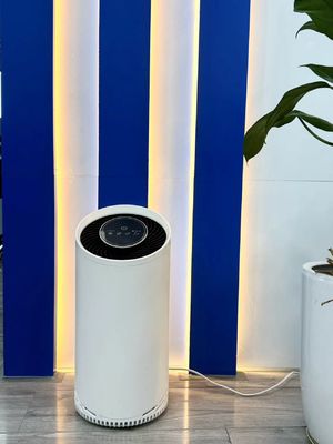 Todo en uno purificador de aire HEPA blanco con control táctil luz nocturna y temporizador